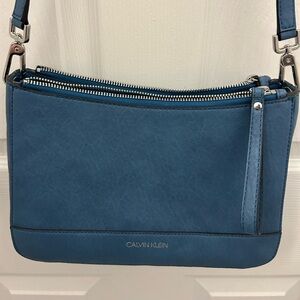 Calvin Klein Blue Crossbody Bag with Silver Hardware
